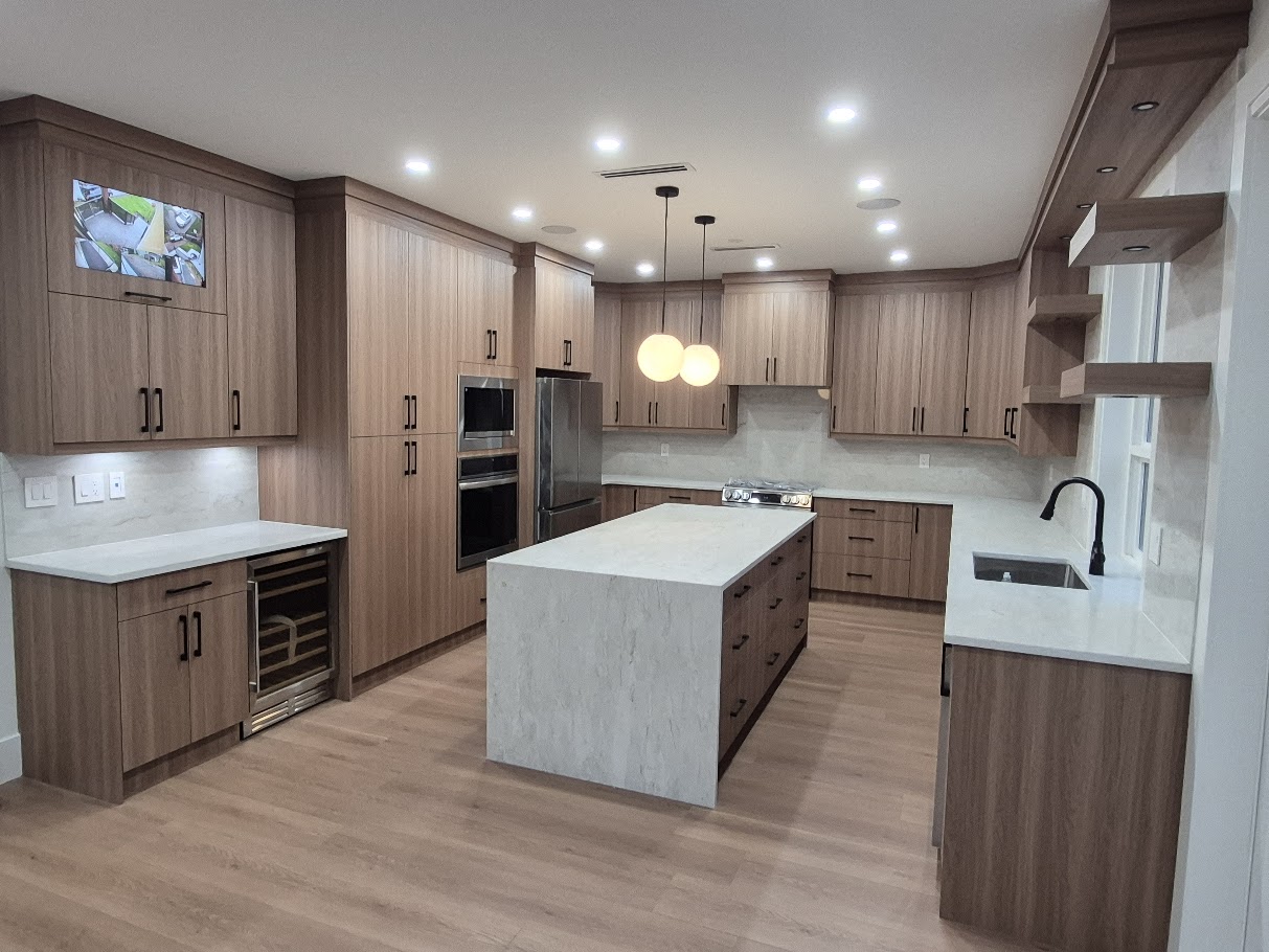 Contemporary Kitchen Dark Island